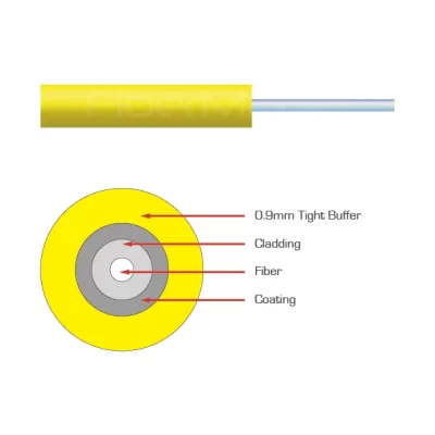 Simplex Tight Buffer Indoor Cable, OS2 Single Mode, PVC, Yellow