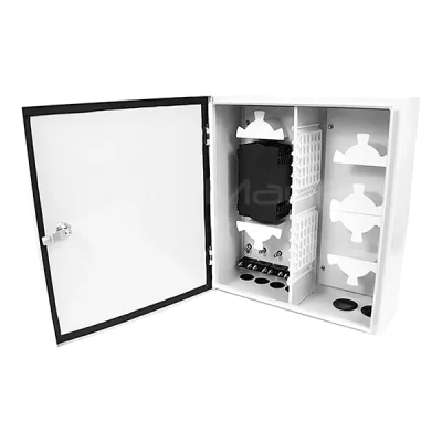 Fiber Optic Outdoor Wall Mount Box Holds 12 SC 6 Ported Adapter Panels With Single Door