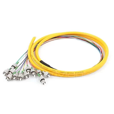 FC/APC 12 Cores Bundle Fan Out Fiber Optic Pigtail, Single Mode 9/125um, Yellow Jacket, 3M