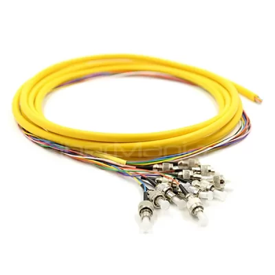 FC/UPC 12 Cores Bundle Fan out Fiber Optic Pigtail, Single Mode 9/125um, Yellow Jacket, 3M
