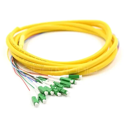 LC/APC 12 Cores Bundle Fan Out Fiber Optic Pigtail, Single Mode 9/125um, Yellow Jacket, 3M