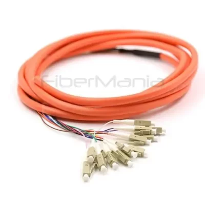 LC/UPC 12-Core Multimode Fiber Pigtail with Fan-Out 3M, Orange Jacket