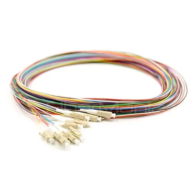 12 Fibers LC/UPC 62.5/125 Multimode Color-Coded Fiber Optic Pigtail Unjacketed