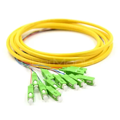 SC/APC 12 Cores Bundle Fan Out Fiber Optic Pigtail, Single Mode 9/125um, Yellow Jacket, 3M