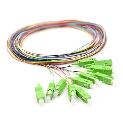 12 Fibers SC/APC 9/125 Single Mode Color-Coded Fiber Optic Pigtail Unjacketed