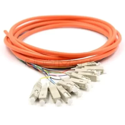 SC/UPC 12 Cores Bundle Fan Out Fiber Optic Pigtail, Multimode 62.5/125um, Orange Jacket, 3M