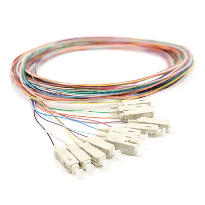 SC/UPC 12 Fibers Multimode 62.5/125µm Fiber Optic Pigtail Color-Coded Unjacketed