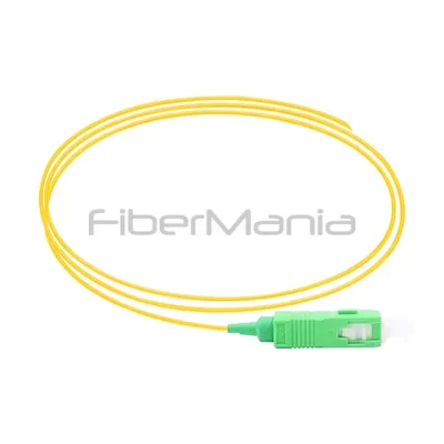 SC/APC Simplex Fiber Optic Pigtail, Single Mode 9/125um, Yellow Jacket, 0.9mm, 1M