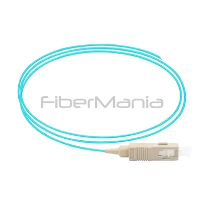 SC/UPC Simplex Fiber Optic Pigtail, OM3 50/125um, Aqua Jacket, 0.9mm, 1M