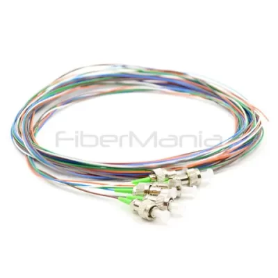 6 Fibers FC/APC 9/125 Single Mode Color-Coded Fiber Optic Pigtail Unjacketed