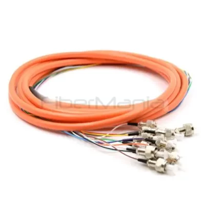 FC/UPC 6 Cores Bundle Fan out Fiber Optic Pigtail, Multimode 62.5/125um, Orange Jacket, 3M