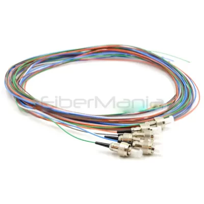 6 Fibers FC/UPC 62.5/125 Multimode Color-Coded Fiber Optic Pigtail Unjacketed