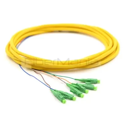 LC/APC 6 Cores Bundle Fan out Fiber Optic Pigtail, Single Mode 9/125um, Yellow Jacket, 3M