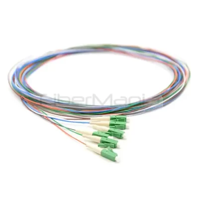 6 Fibers LC/APC 9/125 Single Mode Color-Coded Fiber Optic Pigtail Unjacketed