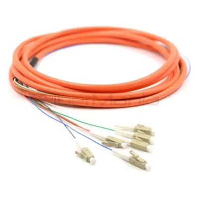 LC/UPC 6 Cores Bundle Fan Out Fiber Optic Pigtail, Multimode 62.5/125um, Orange Jacket, 3M