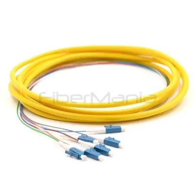 LC/UPC 6 Cores Single Mode 9/125µm Fiber Optic Pigtail Bundle Fan Out 3M Yellow Jacket