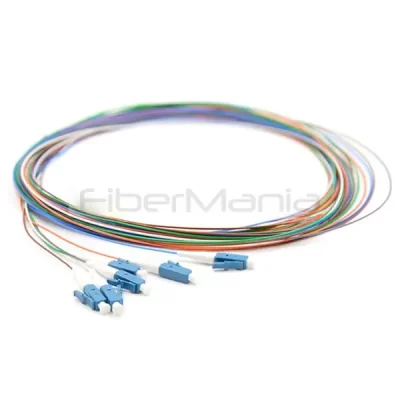 6 Fibers LC/UPC 9/125 Single Mode Color-Coded Fiber Optic Pigtail Unjacketed