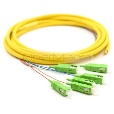SC/APC 6 Cores Bundle Fan Out Fiber Optic Pigtail, Single Mode 9/125um, Yellow Jacket, 3M