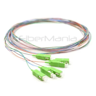 6 Fibers SC/APC 9/125 Single Mode Color-Coded Fiber Optic Pigtail Unjacketed