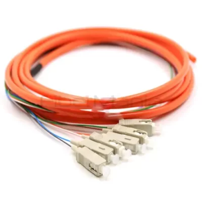 SC/UPC 6 Cores Bundle Fan Out Fiber Optic Pigtail, Multimode 62.5/125um, Orange Jacket, 3M