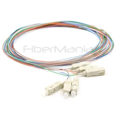 SC/UPC 6 Fibers Multimode 62.5/125µm Fiber Optic Pigtail Color-Coded Unjacketed