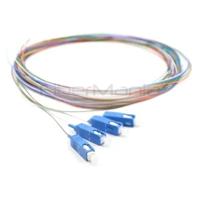 SC/UPC 6 Fibers Single Mode 9/125µm Fiber Optic Pigtail Color-Coded Unjacketed