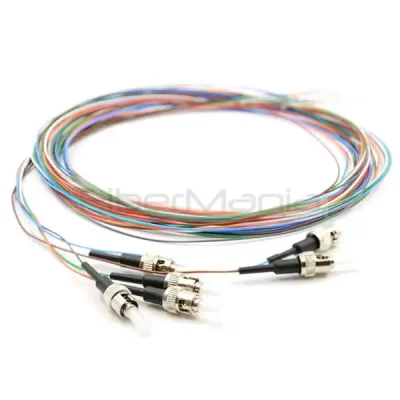 6 Fibers ST/UPC 9/125 Single Mode Color-Coded Fiber Optic Pigtail Unjacketed