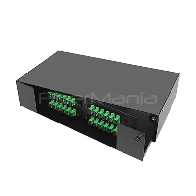 2U 19'' LGX Swing Out Fiber Optic Patch Panel With 4 SC/APC Simplex Single Mode Adapter Panels