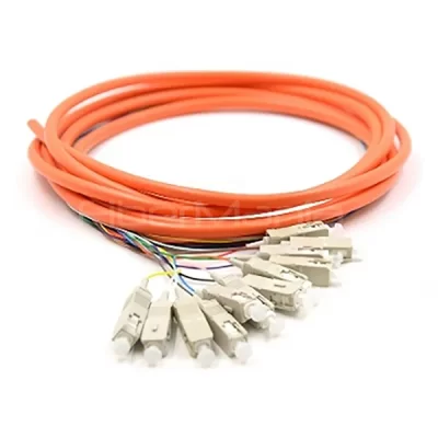 SC/APC 12 Cores Bundle Fan Out Fiber Optic Pigtail, Single Mode 9/125um, Yellow Jacket, 3M