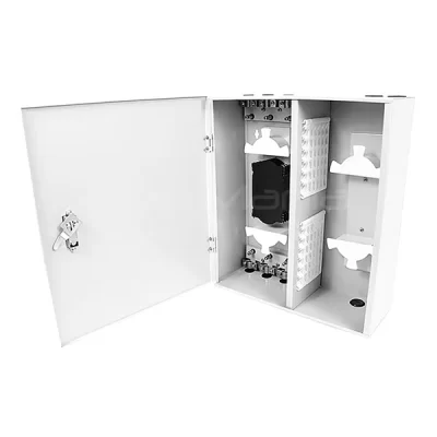 Fiber Optic Wall Mount Box Holds 12 SC 6 Ported Adapter Panels With Single Door