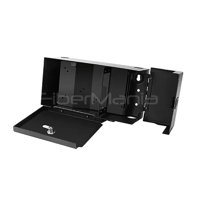 Wall Mount Fiber Enclosure Holds 2 LGX Adapter Panels Black