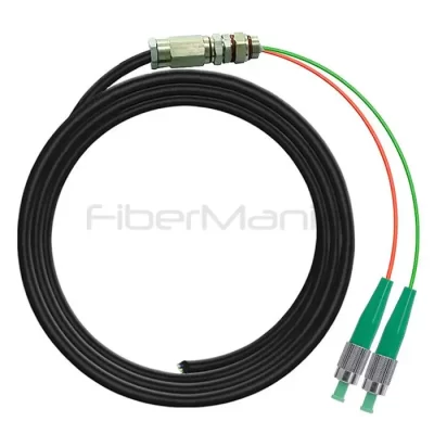 FC/APC 2 Cores Waterproof Pigtail, Single Mode 9/125um, Black Jacket, 1M