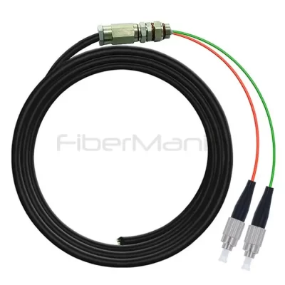 FC/UPC 2 Cores Waterproof Pigtail, Single Mode 9/125um, Black Jacket, 1M