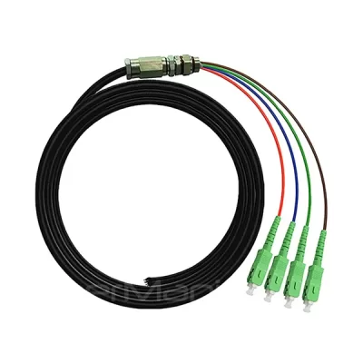 SC/APC 4 Cores Waterproof Service Cable, Single Mode 9/125um, Black Jacket, 1M