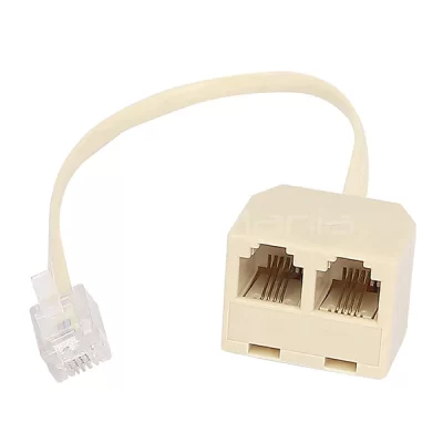 CAT.3 RJ11 6P4C 2 Way Telephone Line Splitter, 1M/2F, Beige