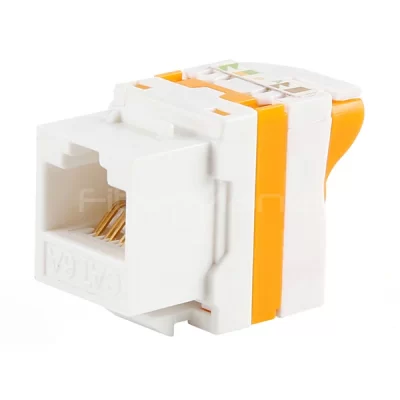 CAT.6A UTP Keystone Jack, 180 Degree Punch Down, White