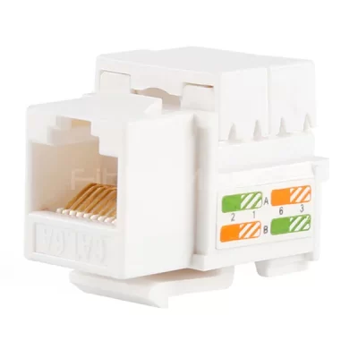 CAT.6A UTP Keystone Jack, 90 Degree Punch Down, White