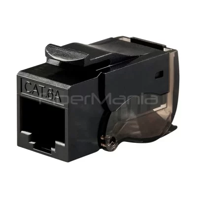 CAT.6A UTP Toolless Keystone Jack, 90 Degree Punch Down, Black