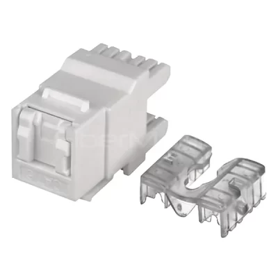 CAT.6 UTP Keystone Jack With Dust Cover, 180 Degree, Short Body, White
