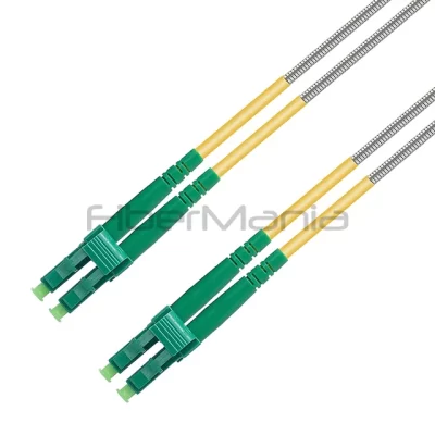 LC/APC-LC/APC Armored Patch Cable, Duplex 9/125 OS2 Single Mode OFNR 3.0mm Yellow 3FT