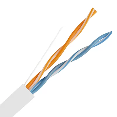 CAT.3 UTP Bulk Cable, 24AWG, 2 Pairs, White, Solid Copper, PVC Jacket, 305M Reel