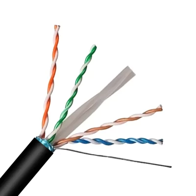 CAT.5E STP Bulk Cable, Bare Solid Copper, 24AWG, 4 Pairs, PVC Jacket, Black, 305M Per Reel