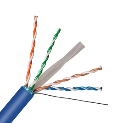 CAT.5E STP Bulk Cable, Bare Solid Copper, 24AWG, 4 Pairs, PVC Jacket, Blue, 305M Per Reel