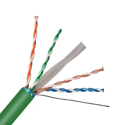 CAT.5E STP Bulk Cable, Bare Solid Copper, 24AWG, 4 Pairs, PVC Jacket, Green, 305M Per Reel