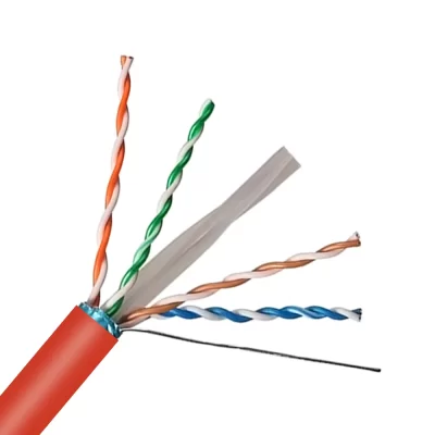 CAT.5E STP Bulk Cable, Bare Solid Copper, 24AWG, 4 Pairs, PVC Jacket, Red, 305M Per Reel