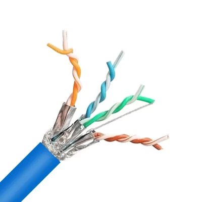 CAT.6A SFTP Bulk Cable, Bare Solid Copper, 23AWG, 4 Pairs, PVC Jacket, Blue, 305M Per Reel