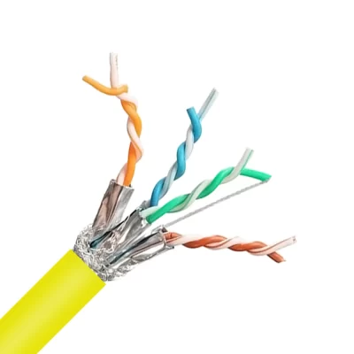 CAT.6A SFTP Bulk Cable, Bare Solid Copper, 23AWG, 4 Pairs, PVC Jacket, Yellow, 305M Per Reel