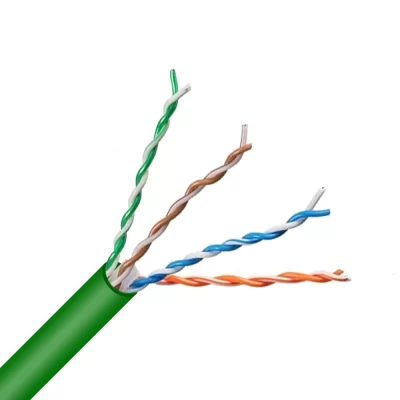 CAT.6A UTP Bulk Cable, Bare Solid Copper, 23AWG, 4 Pairs, PVC Jacket, Green, 305M Per Reel