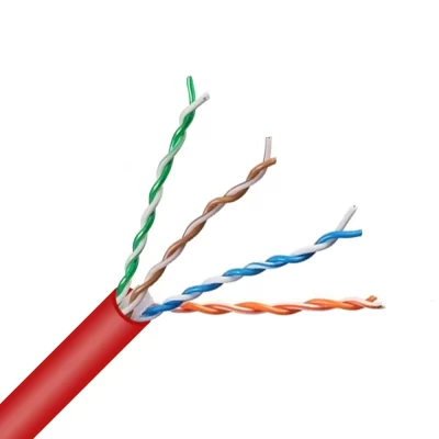 CAT.6A UTP Bulk Cable, Bare Solid Copper, 23AWG, 4 Pairs, PVC Jacket, Red, 305M Per Reel