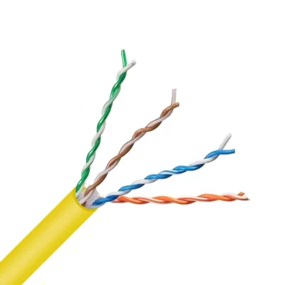CAT.6A UTP Bulk Cable, Bare Solid Copper, 23AWG, 4 Pairs, PVC Jacket, Yellow, 305M Per Reel